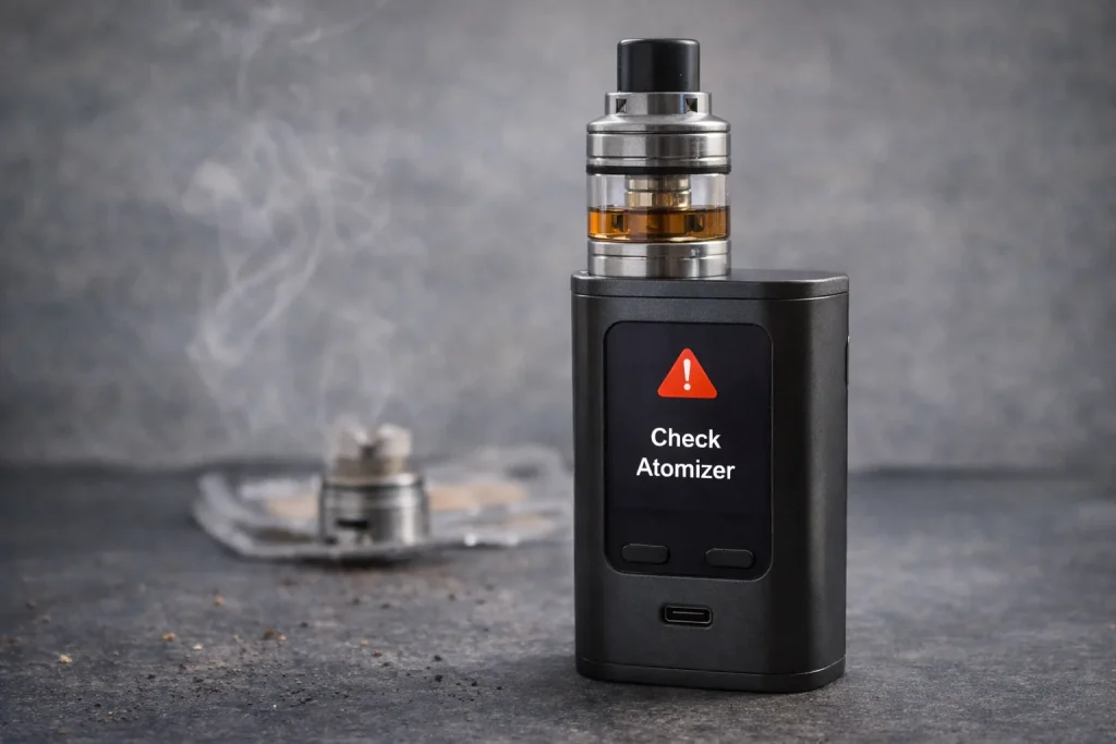 Cigarette électronique affiche check atomizer