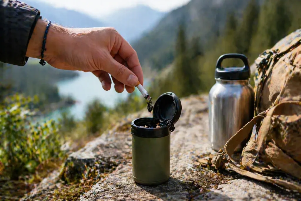 Mégots en pleine nature