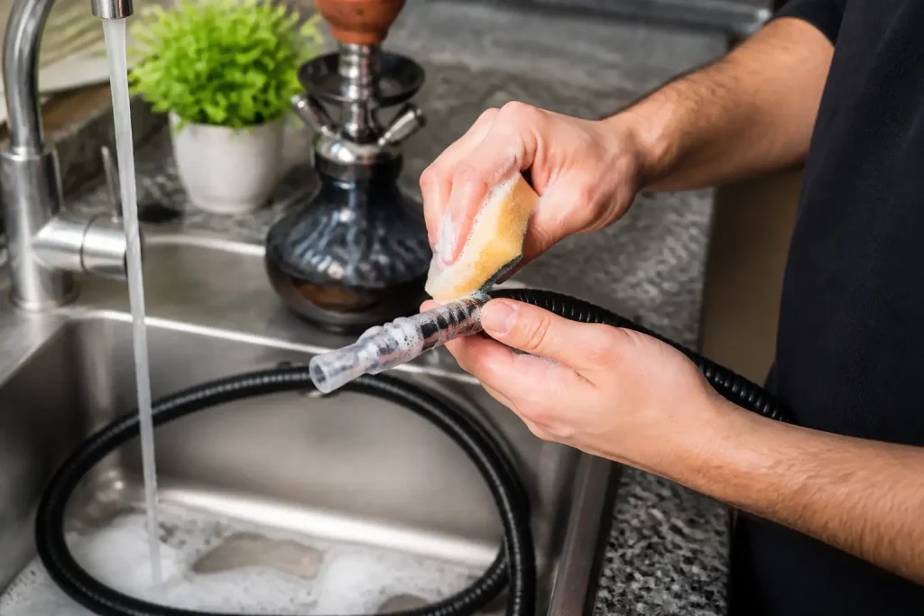 Nettoyer un tuyau de chicha en silicone