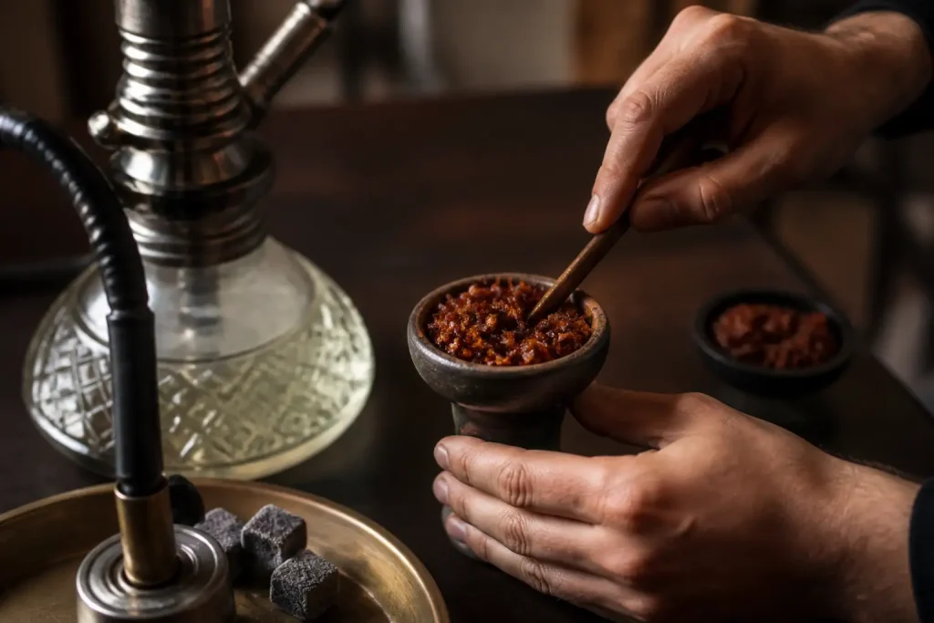 Tasser ou aérer le tabac à chicha
